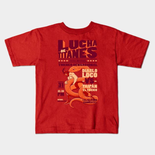 Lucha de Titanes Kids T-Shirt by victorcalahan